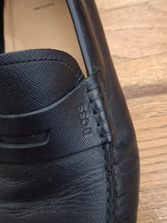 BOSS Black Leather Penny Loafers for Men_2 main image 4